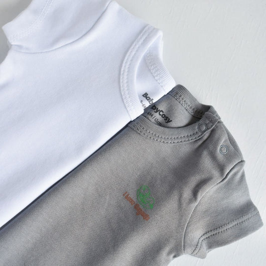 I Love Organic - 2 Pack Short Sleeve Bodysuits in 100% Organic Cotton