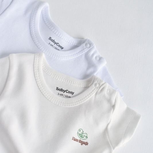 I Love Organic - 2 Pack Short Sleeve Bodysuits in 100% Organic Cotton