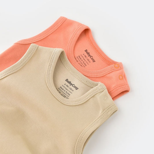 INTERLOK 2-pack sleeveless bodysuit in 100% organic cotton