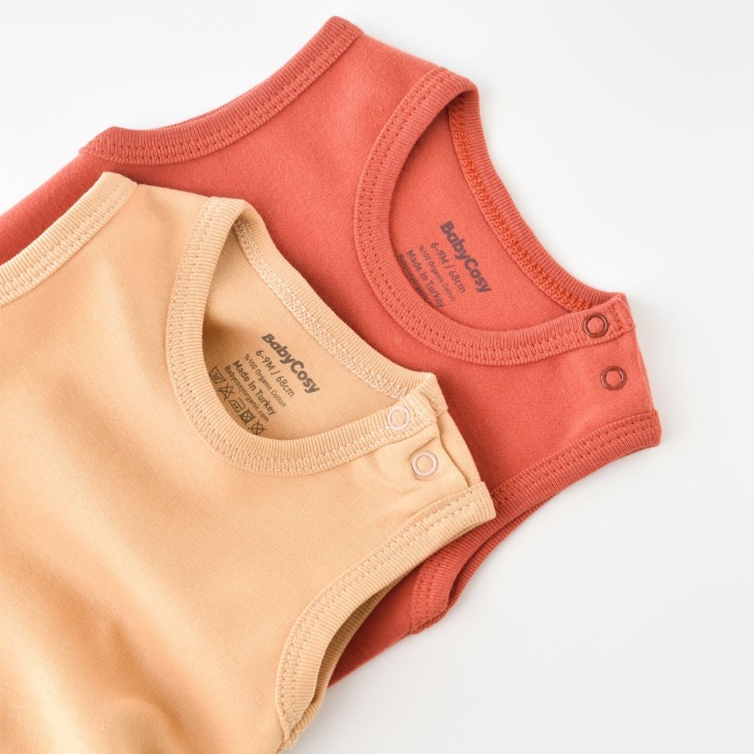 INTERLOK 2-pack sleeveless bodysuit in 100% organic cotton