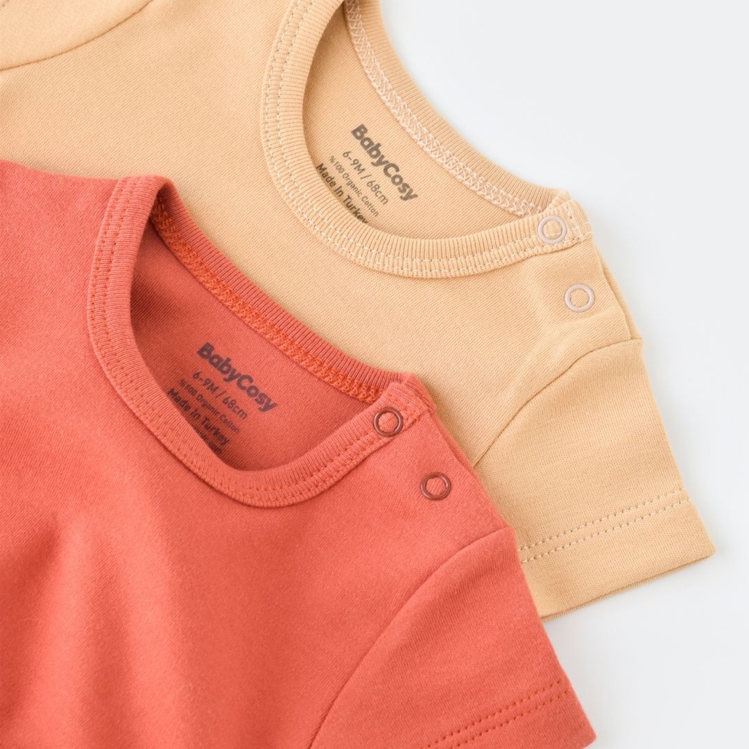 INTERLOK Pack of 2 Short-sleeved bodysuits in 100% organic cotton