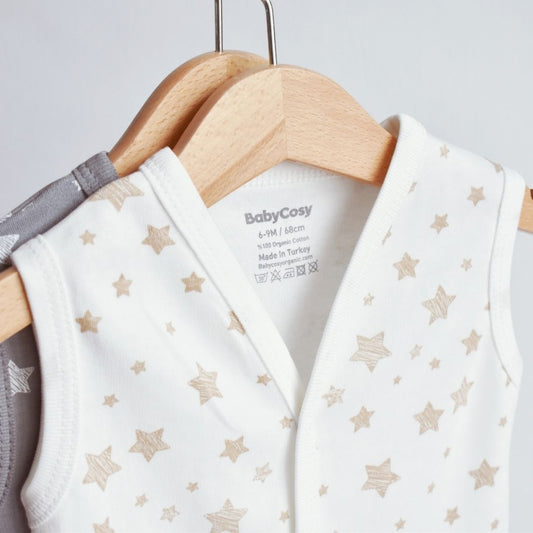 STAR SET of 2 Baby vest in 100% organic cotton