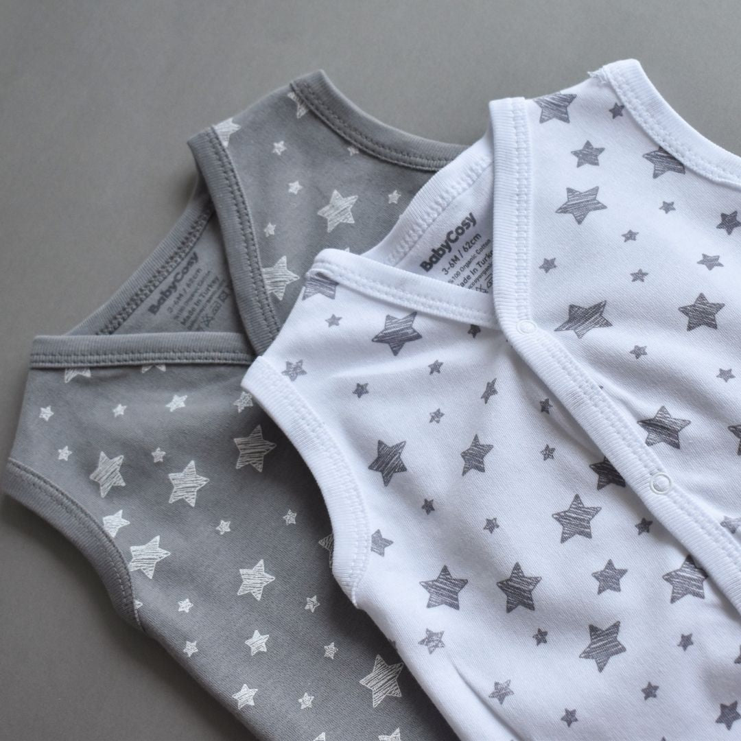 STAR SET of 2 Baby vest in 100% organic cotton