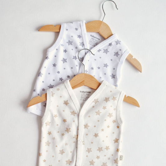 STAR SET of 2 Baby vest in 100% organic cotton