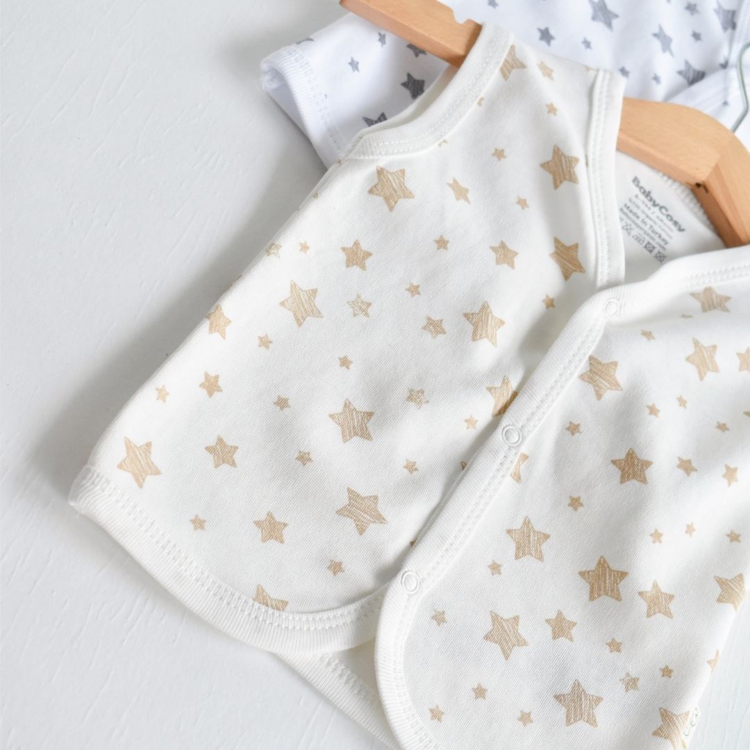 STAR SET of 2 Baby vest in 100% organic cotton
