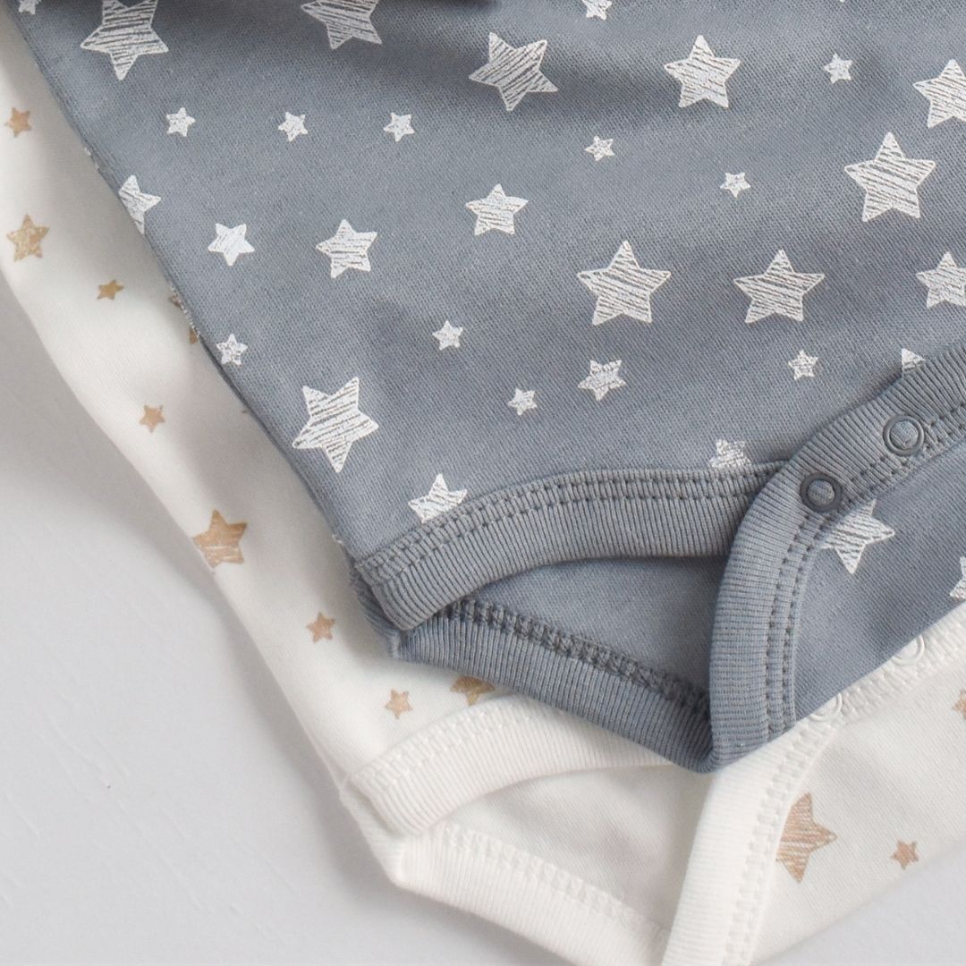 STAR Pack of 2 Long-sleeved bodysuits in 100% organic cotton