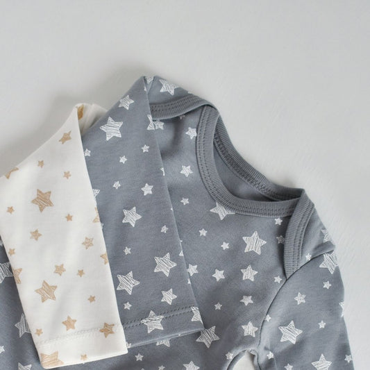 STAR Pack of 2 Long-sleeved bodysuits in 100% organic cotton