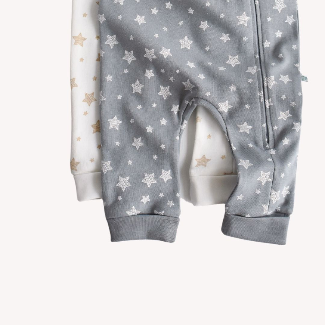STAR Pack of 2 Long-sleeved rompers in 100% Organic Cotton