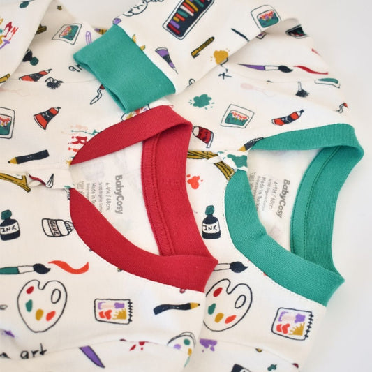 STATIONERY Onesie with feet in 100% Organic Cotton