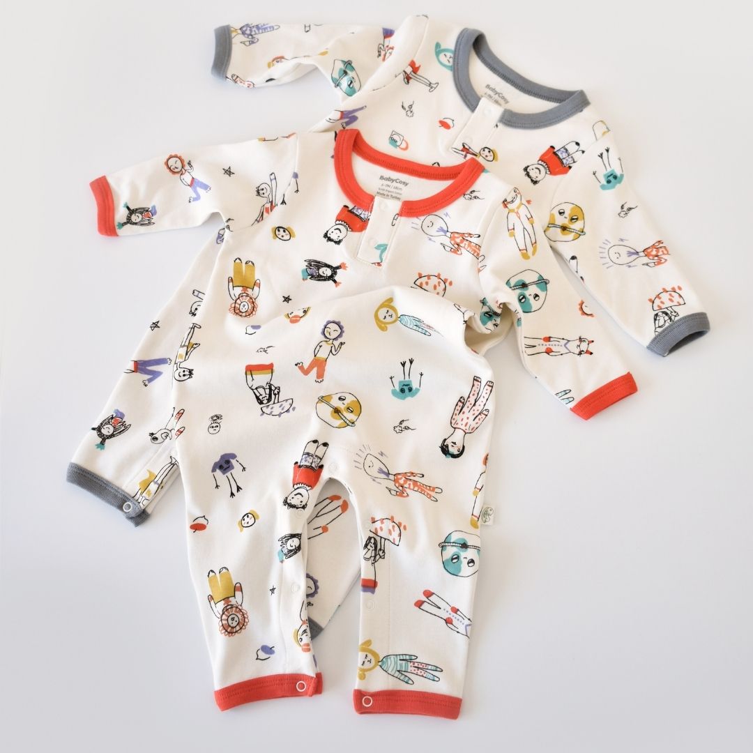 WORLD BABIES 100% Organic Cotton Long-sleeved Romper
