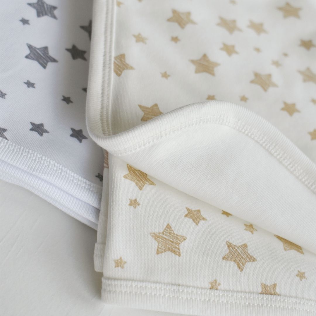 STAR SET of 2 baby blankets in 100% organic cotton