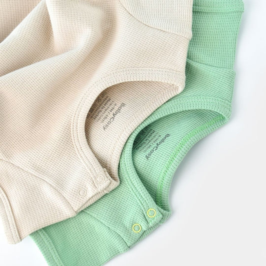 WAFFLE Pack of 2 Short-sleeved bodysuits in 100% Organic Cotton