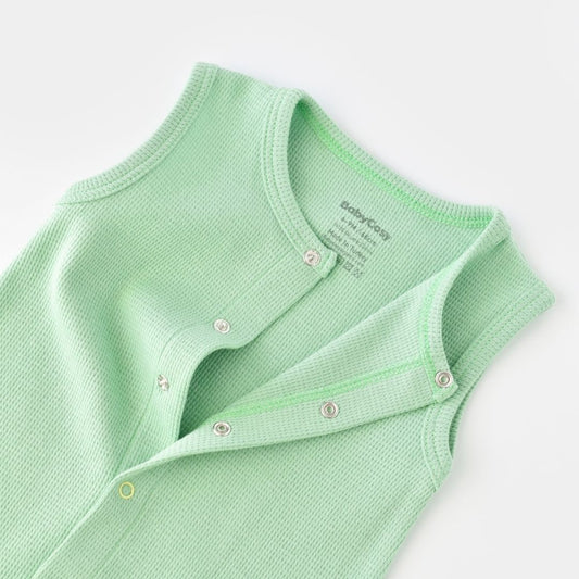 WAFFLE Short sleeveless onesie in 100% Organic Cotton