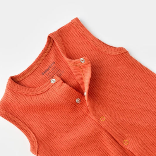 WAFFLE Short sleeveless onesie in 100% Organic Cotton