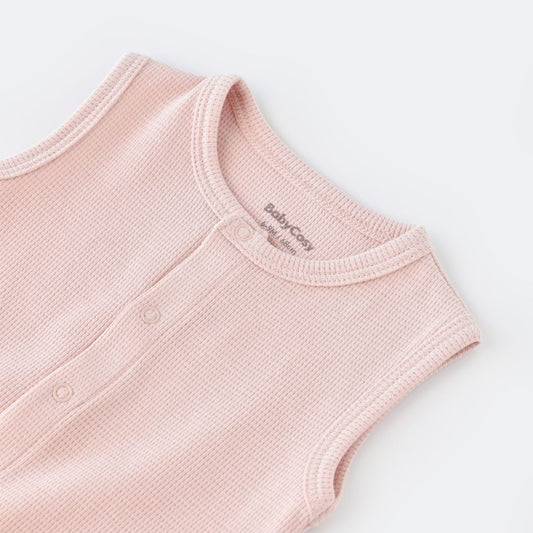 WAFFLE Short sleeveless onesie in 100% Organic Cotton