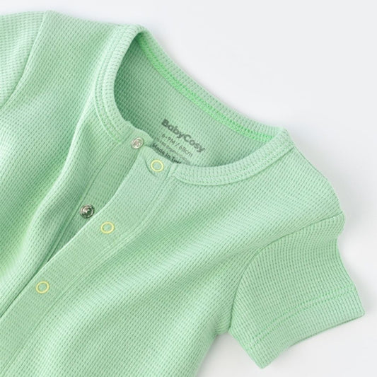 WAFFLE Short-sleeved romper in 100% Organic Cotton