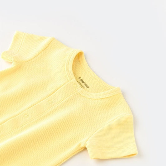 WAFFLE Short-sleeved romper in 100% Organic Cotton