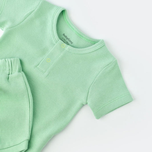 WAFFLE SET Shorts and short-sleeved T-shirt in 100% Organic Cotton