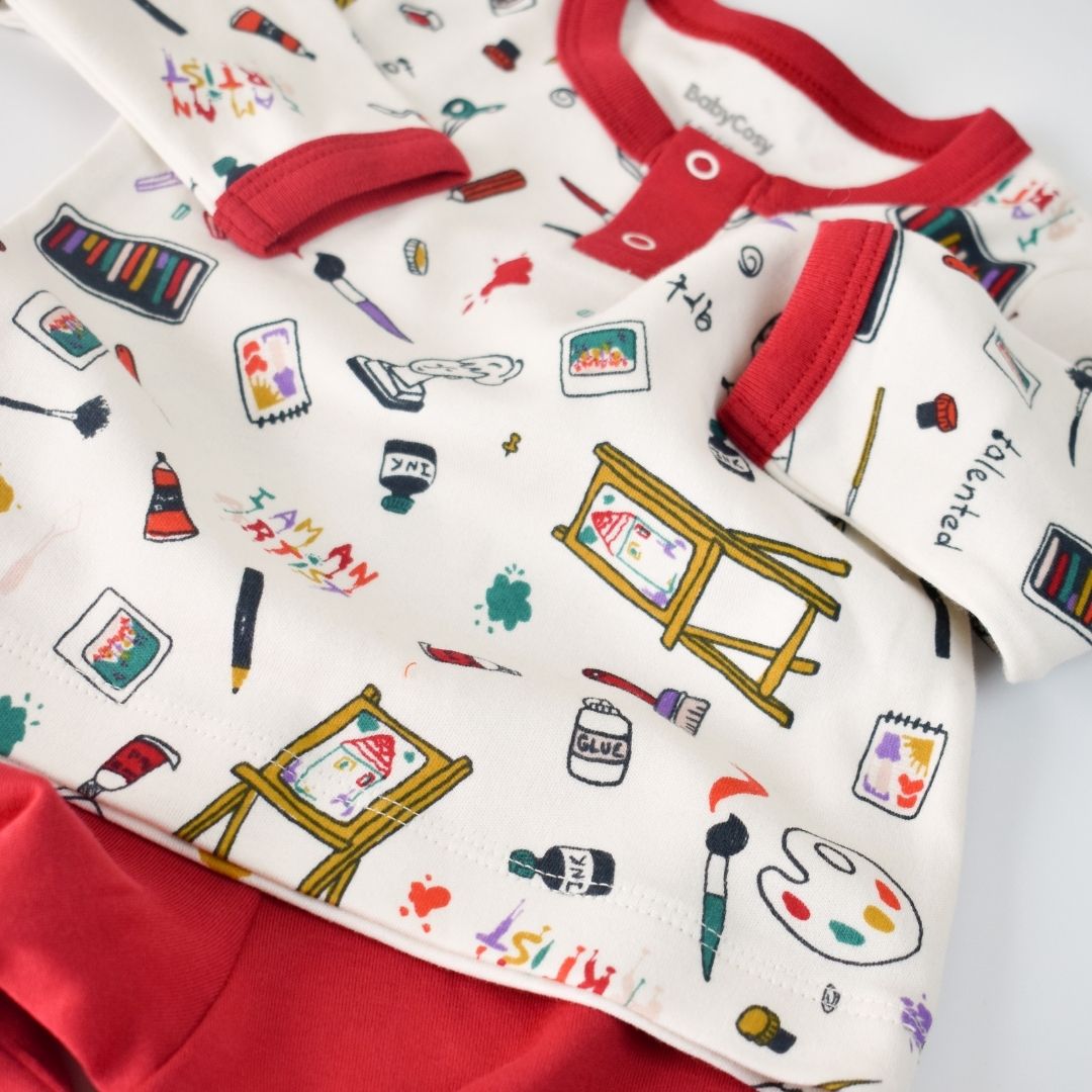 SCHREIBWAREN Hosen- und T-Shirt-Set aus 100 % Bio-Baumwolle