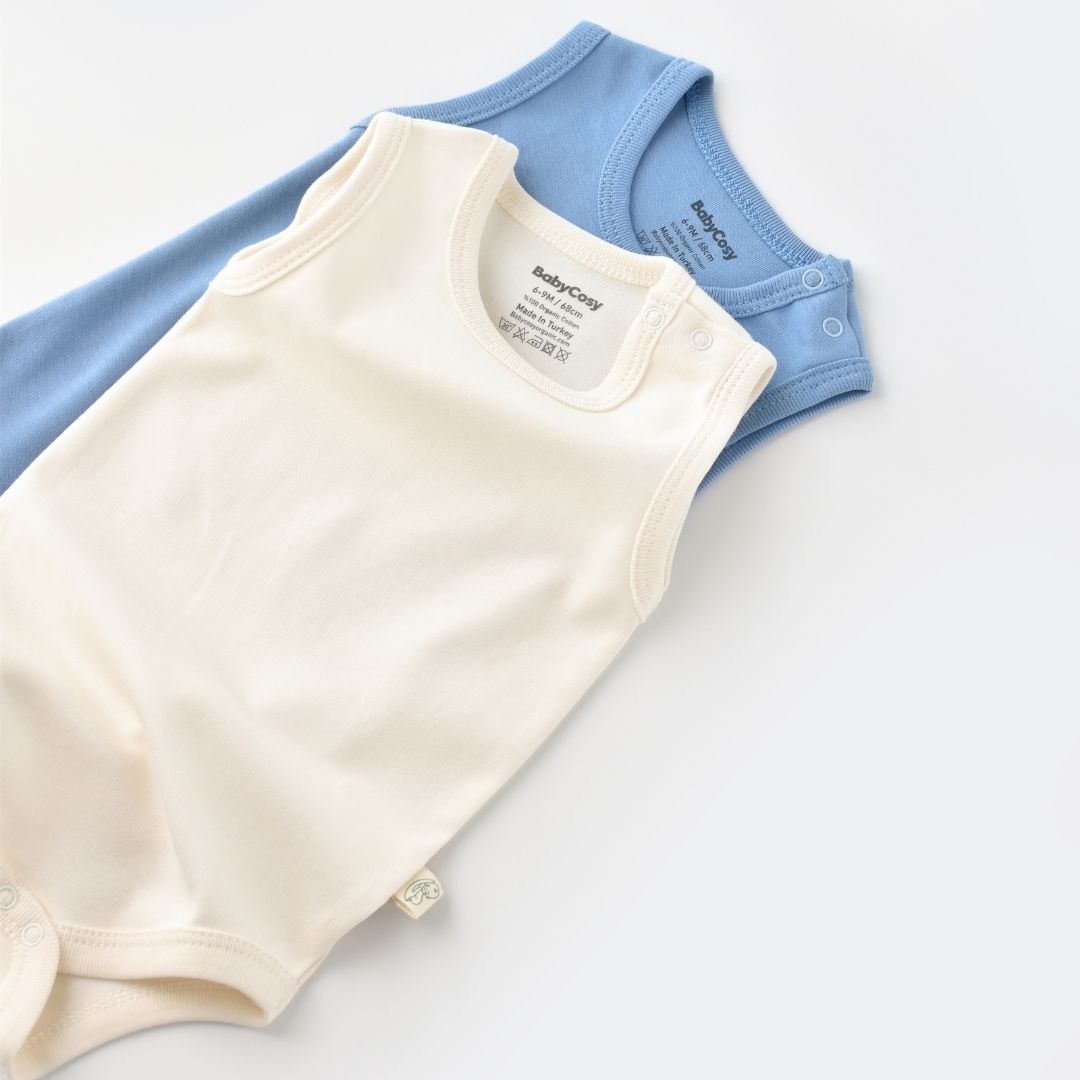INTERLOK Confezione da 2 Body senza maniche in 100% cotone organico