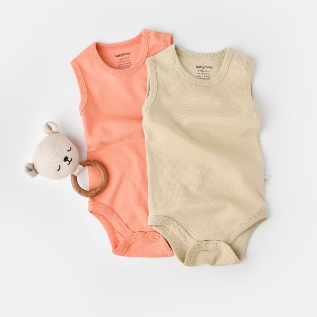 INTERLOK 2-pack sleeveless bodysuit in 100% organic cotton
