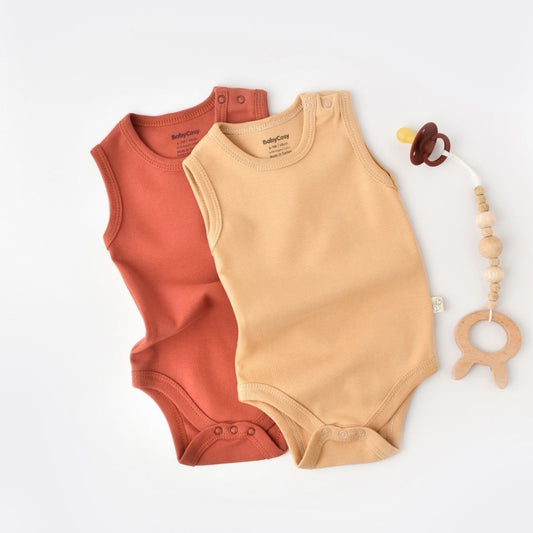 INTERLOK 2-pack sleeveless bodysuit in 100% organic cotton