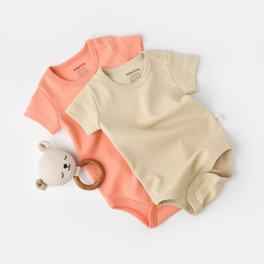 INTERLOK Pack of 2 Short-sleeved bodysuits in 100% organic cotton