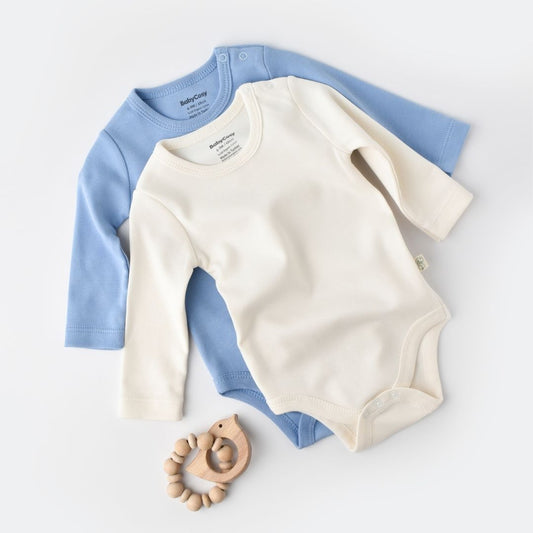 INTERLOK 2-pack long-sleeved bodysuit in 100% organic cotton