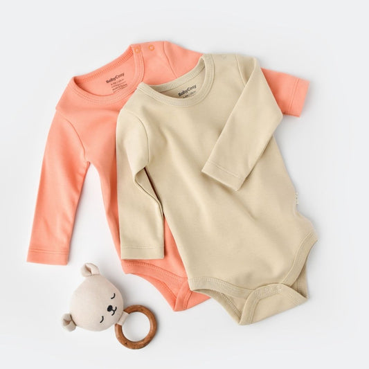 INTERLOK 2-pack long-sleeved bodysuit in 100% organic cotton