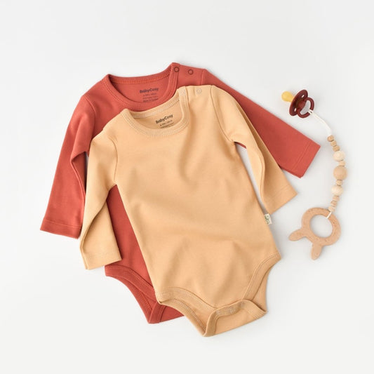 INTERLOK 2-pack long-sleeved bodysuit in 100% organic cotton