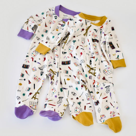 STATIONERY Onesie with feet in 100% Organic Cotton