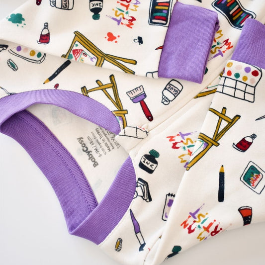 STATIONERY Onesie with feet in 100% Organic Cotton