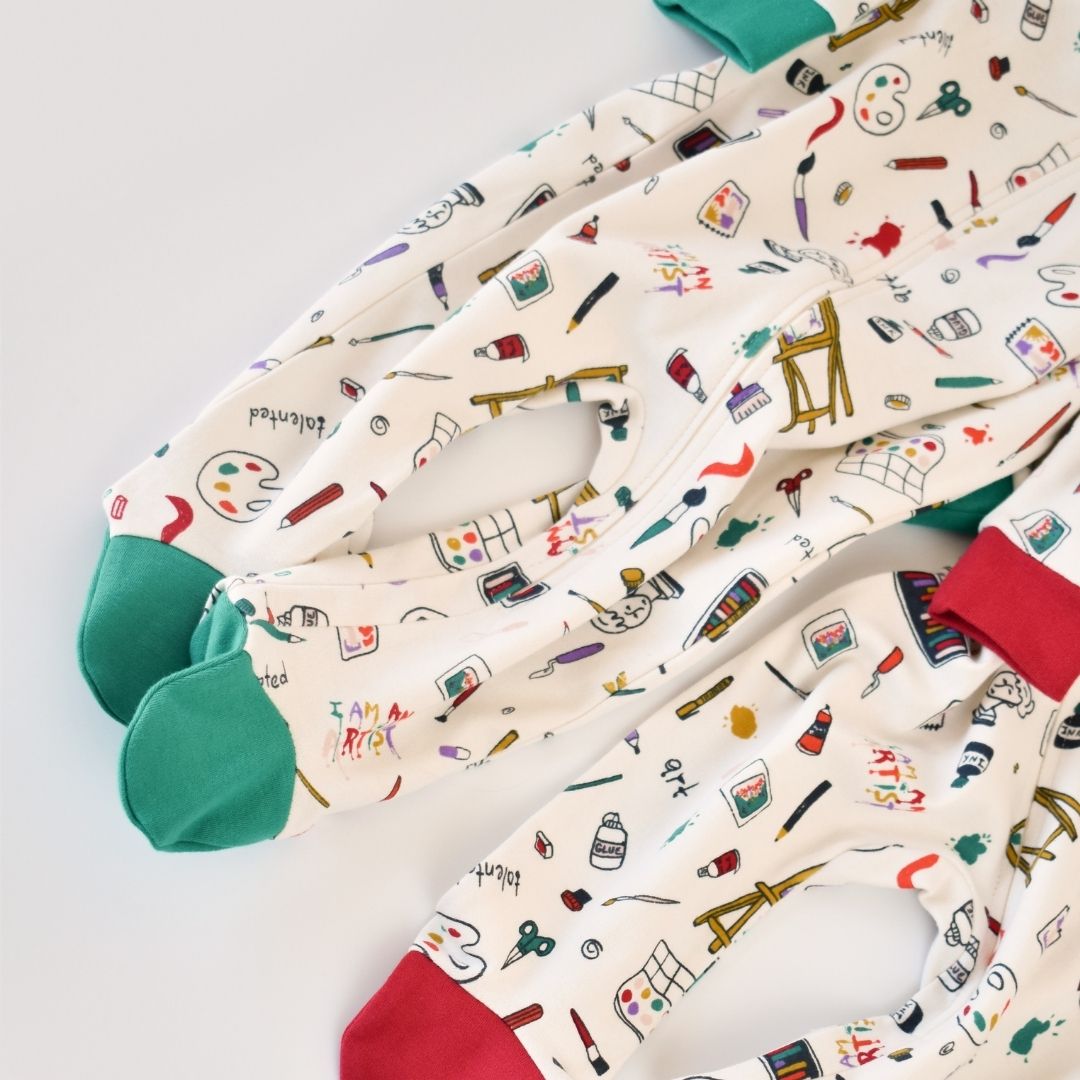 STATIONERY Onesie with feet in 100% Organic Cotton