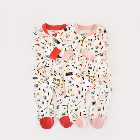 STATIONERY Onesie with feet in 100% Organic Cotton