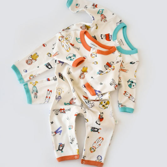 WORLD BABIES 100% Organic Cotton Long-sleeved Romper