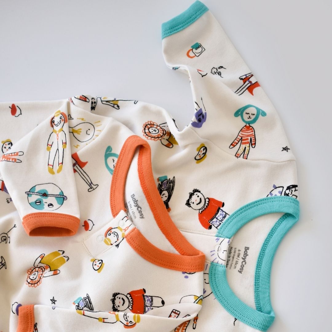 WORLD BABIES 100% Organic Cotton Long-sleeved Romper
