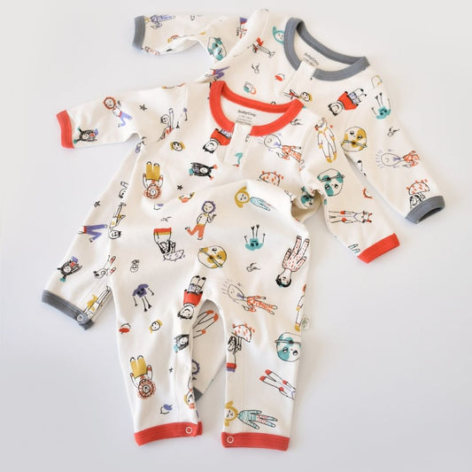 WORLD BABIES 100% Organic Cotton Long-sleeved Romper