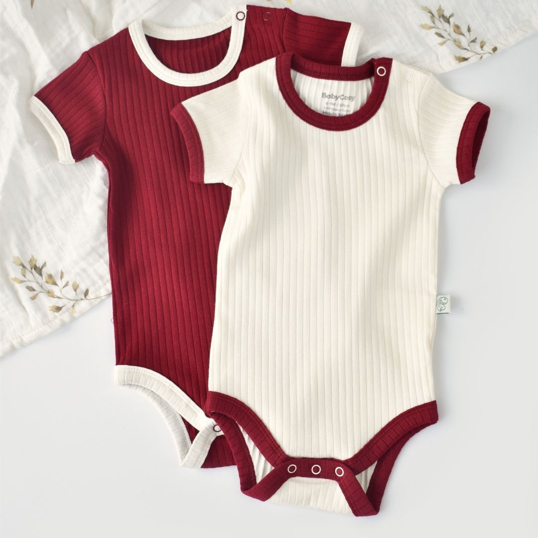 RETRO Confezione da 2 Body a maniche corte %95 Cotone Organico - 5% Elastan