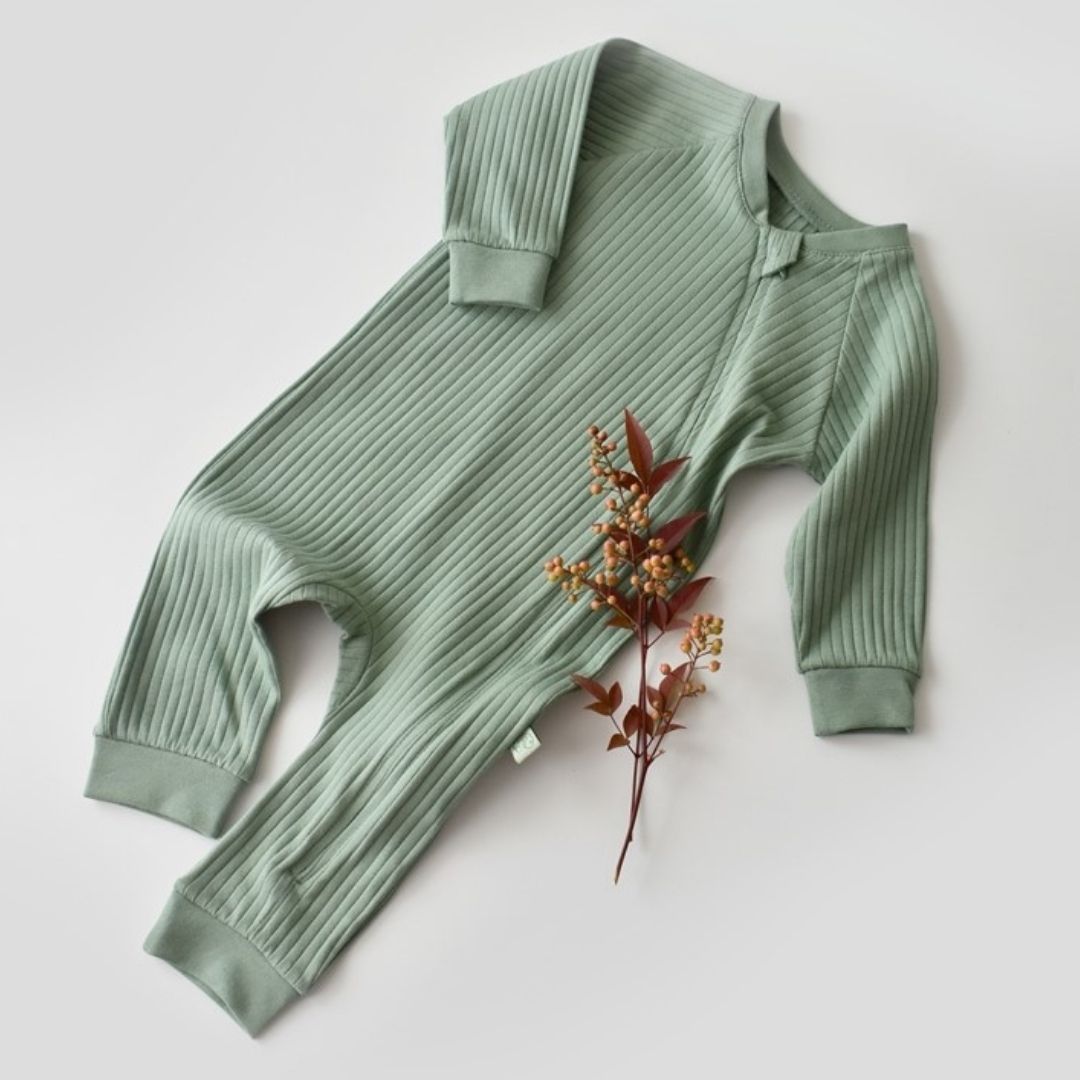 RIBANA Tutina con cerniera in %95 Cotone Organico - 5% Elastan