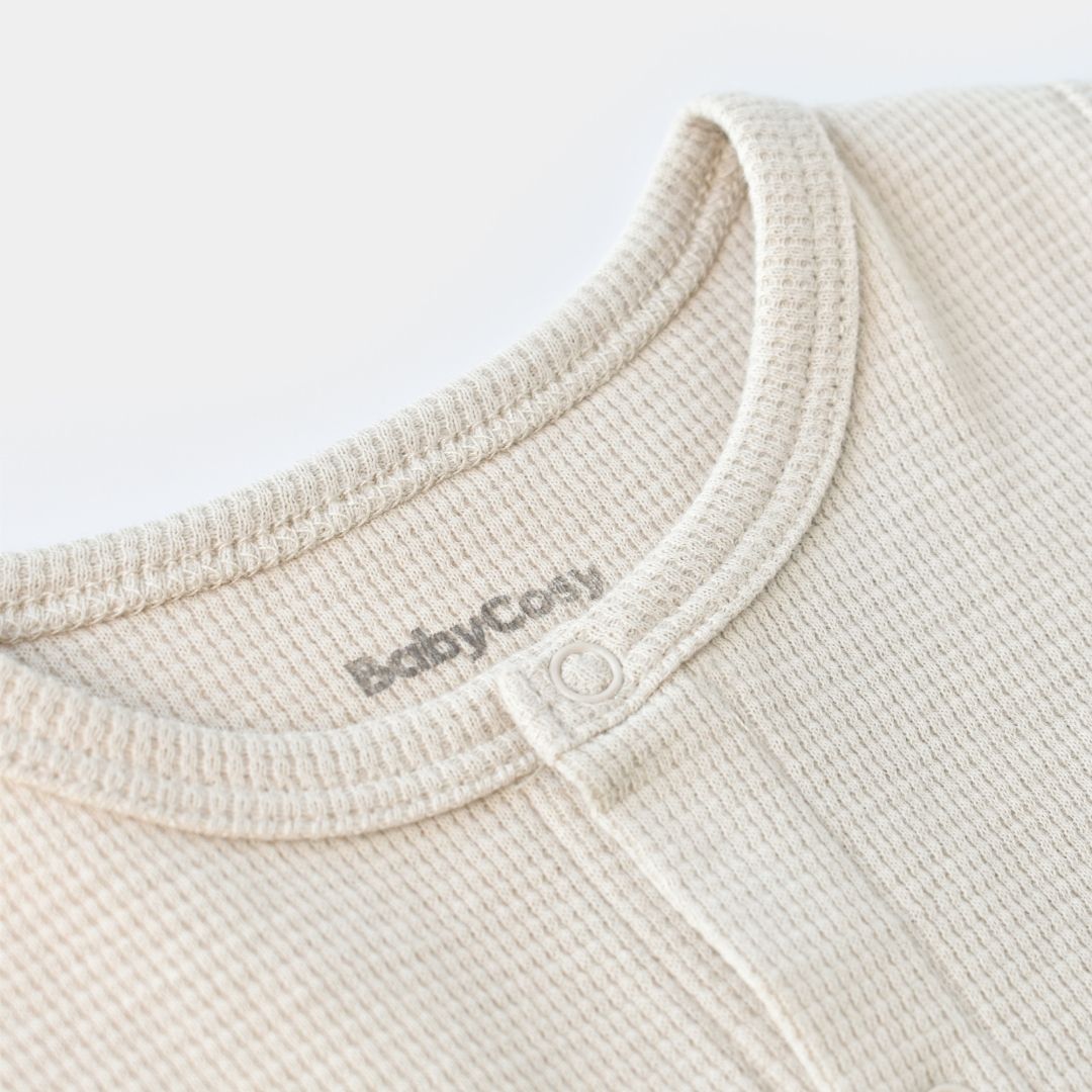 WAFFLE Short sleeveless onesie in 100% Organic Cotton
