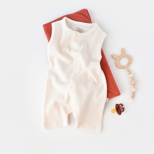 WAFFLE Combinaison courte sans manches en 100% coton biologique