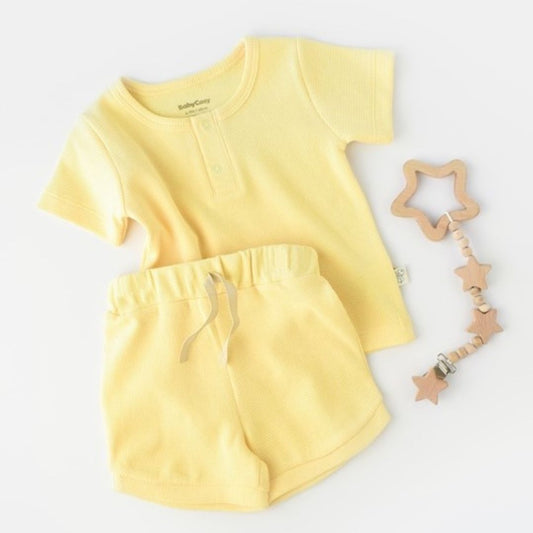 ENSEMBLE WAFFLE Short et T-shirt manches courtes en 100% Coton Biologique
